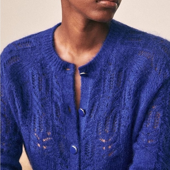 Sezane Sweaters - Sézane Royal Blue Mohair Knit Cardigan